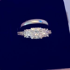 Engagement ring from Kay’s total diamond weight is 1ct. White gold wedding band